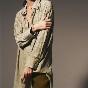 Zara Wrinkle Effect Oversized Shirt | Sea Green | XS